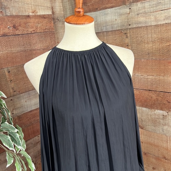RAMY BROOK Black Cold Shoulder Long Sleeve Ruched Drop Waist Mini Dress - Picture 6 of 13